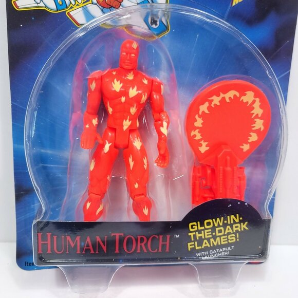Fantastic Four Human Torch Action Figure Glow-in-the-dark Flames 1995 Launcher - Picture 3 of 5